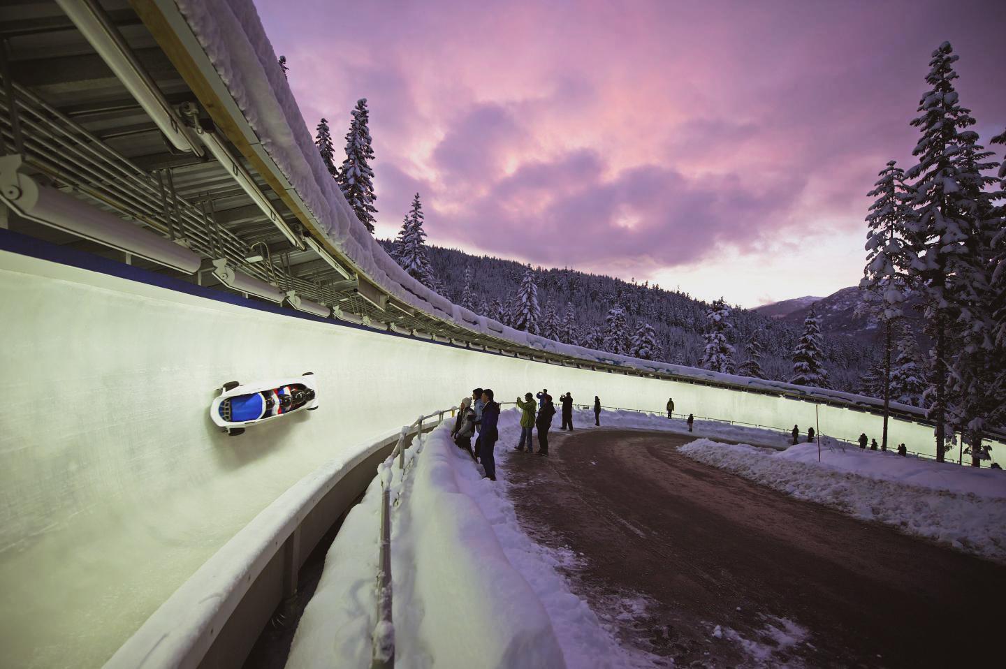 Bob Sleigh on track and night time