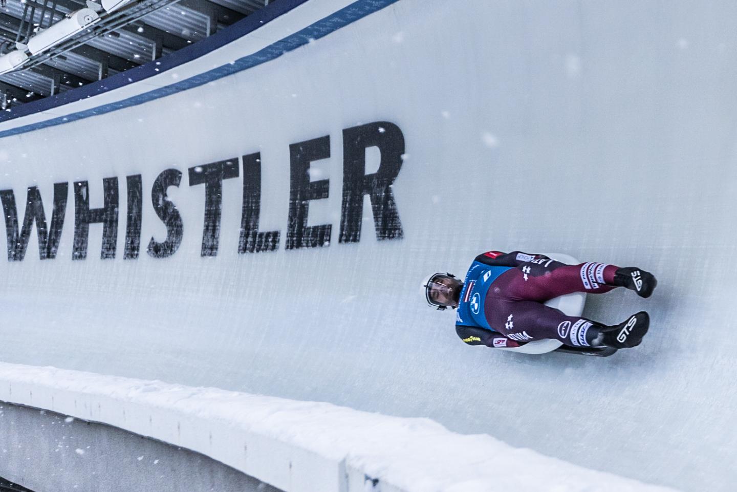 luge athlete on track